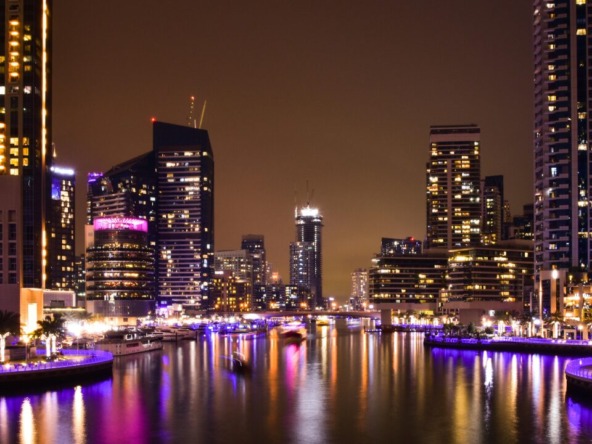 Dubai business bay Night lights Dubai marina