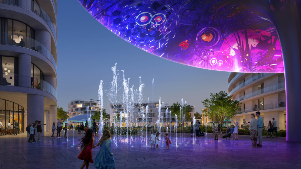 Futuristic Green Eco Friendly City in Sharjah, Community Enjoying the future life.