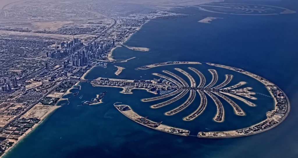 Aerial view Palm Jumeirah island Dubai UAE